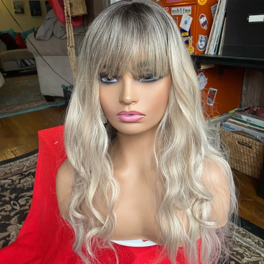 LAST ONE Ombre rooted blonde wig with bangs